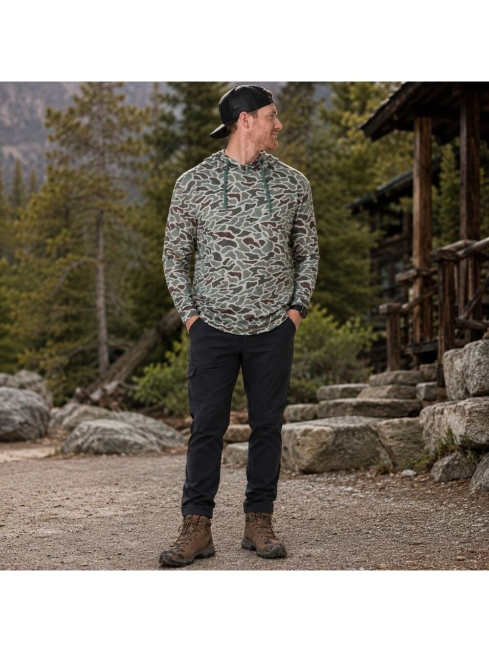 Burlebo Men’s Performance Hoodie Retro Duck Camo Size L
